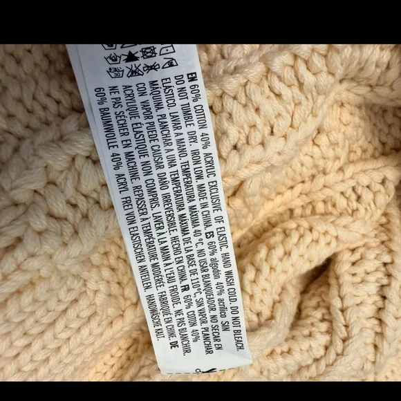 English Factory Cable Knit Legging Sweater Chunky Grandpa Sweater Cream Size-M - Picture 11 of 12